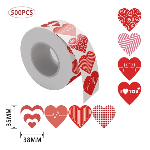 Adesivi in Carta Patinata a Forma di Cuore Etichette Decorative per San Valentino Modelli Rossi Bianchi Sigillo Regalo DIY