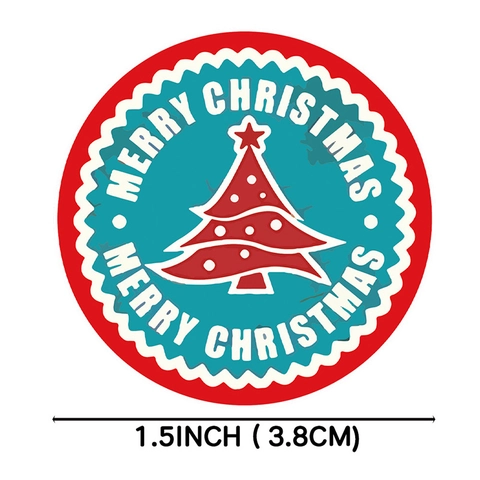 Merry Christmas Round Decorative Stickers For Gift Wrapping Snowflake Snowman Santa Hat Festive Sealing Labels Roll Stationery