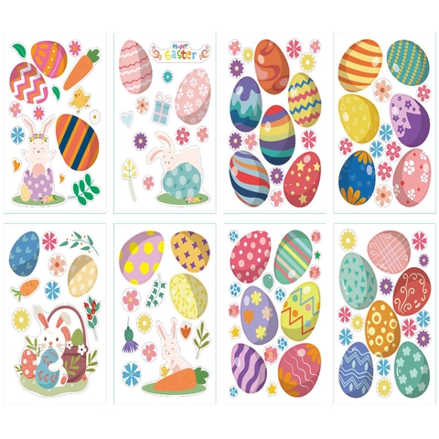 Autocollants Joyeuses Pâques Œufs Colorés Lapin De Pâques Poussin Décoration Feuilles Autocollantes Pour Bricolage Fête Maison Étiquettes Cadeaux