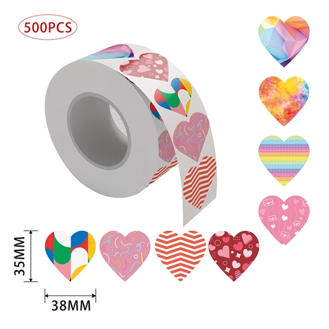 Heart Shaped Rainbow Stickers Valentine Day Gift Decoration Self Adhesive Labels For Scrapbooking Wedding Bakery DIY