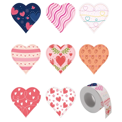 Adesivi Regalo San Valentino a Forma di Cuore per DIY Scrapbooking Etichette per Sigillare Buste Motivi Floreali