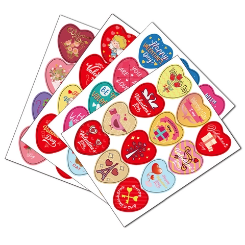 Set di Adesivi a Cuore per San Valentino per Regali Fai da Te Cuore Cupido Rosa Etichette Decorative per Matrimoni Feste