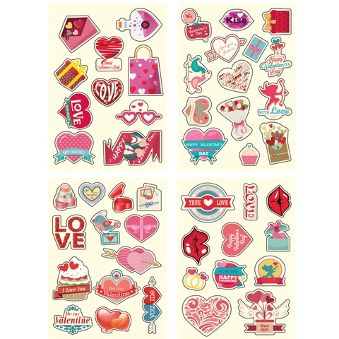 Set di Adesivi a Cuore per San Valentino Etichette Decorative con Motivo Cupido per Scatola Regalo Scrapbooking Party