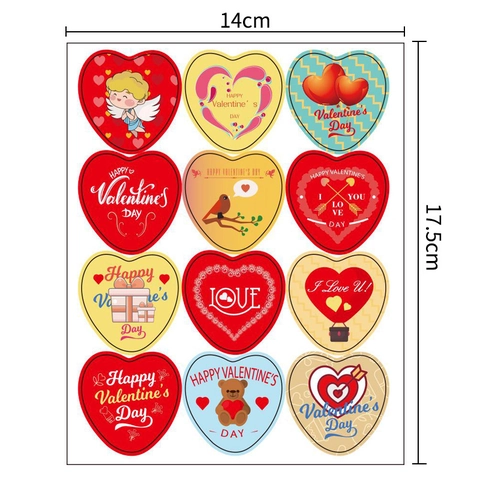 Set di Adesivi a Cuore per San Valentino per Regali Fai da Te Cuore Cupido Rosa Etichette Decorative per Matrimoni Feste