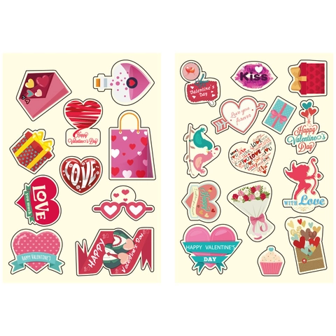 Set di Adesivi a Cuore per San Valentino Etichette Decorative con Motivo Cupido per Scatola Regalo Scrapbooking Party