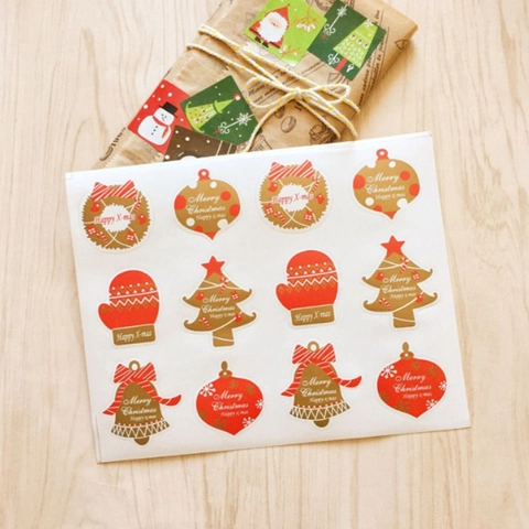 Étiquettes Autocollantes Joyeux Noël Pour Emballage Cadeau Motif Sapin De Noël Gants Autocollants De Scellage Décoration De Fête De Festival