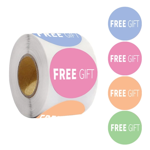 Pegatinas Redondas De Colores Free Gift Etiquetas Adhesivas Circulares Para Paquetes De Negocios Envoltura De Regalos Decorativa