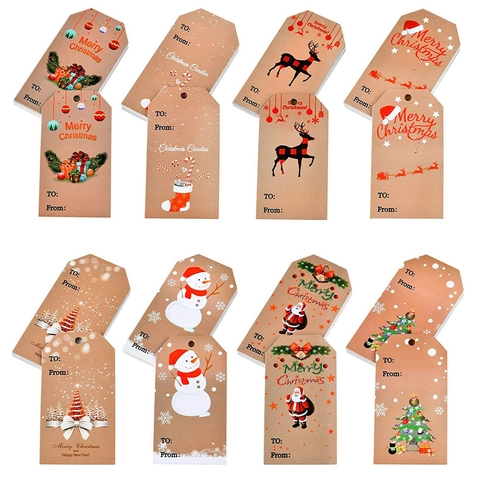 Kerst Kraftpapier Cadeaulabels Met Jute Touw Merry Christmas To From Hangende Labels Voor Kerstcadeau Verpakking Feestelijke Decoratie