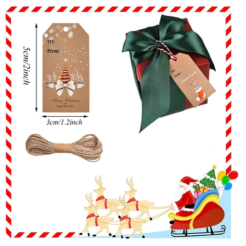 Kerst Kraftpapier Cadeaulabels Met Jute Touw Merry Christmas To From Hangende Labels Voor Kerstcadeau Verpakking Feestelijke Decoratie