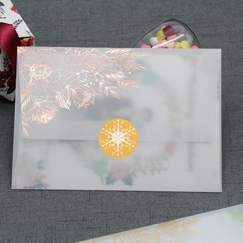 Merry Christmas Envelope Seal Stickers Snowflake Gold Stamping Kraft Holographic Round Label Stickers For Holiday Gift Packaging Decoration