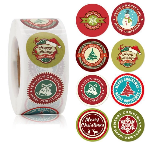 Adesivi Sigillanti Rotondi di Natale Babbo Natale Pupazzo di Neve Etichette Decorative per Confezioni Regalo Decorazioni Festive