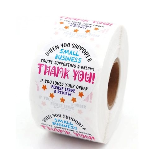 Étiquettes Autocollantes Thank You Professionnelles Rondes Adhésives Couchées Pour Emballage De Petite Boutique Et Décoration