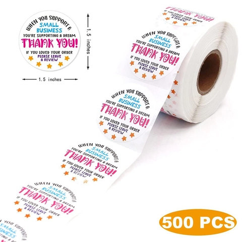 Étiquettes Autocollantes Thank You Professionnelles Rondes Adhésives Couchées Pour Emballage De Petite Boutique Et Décoration