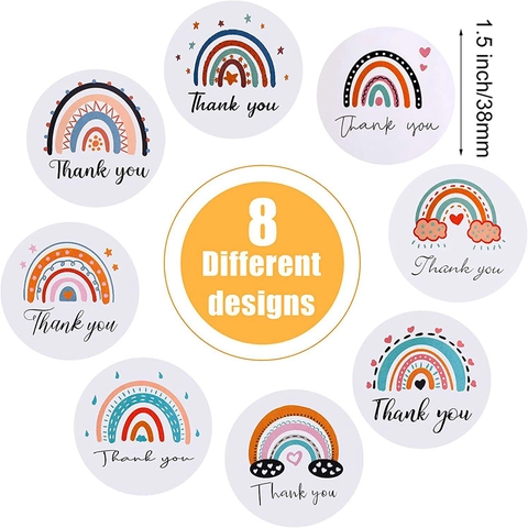 Boho Regenbogen Thank You Aufkleber Rolle Runde Selbstklebende Etiketten Für Kleine Unternehmen Geschenkverpackung Briefumschlag Siegel