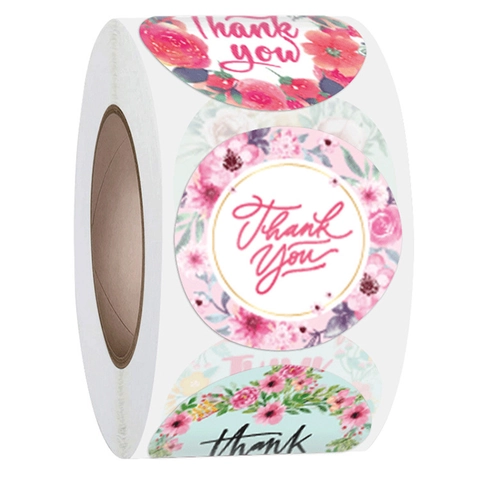 Floral Thank You Stickers Round Botanical Labels For Small Business Gift Packaging Envelope Seal Decoration Greeting Card Decor