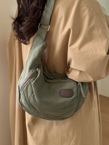 Borsa Hobo in Tela Vintage Grande Capacità Mezzaluna Borsa a Tracolla Multitasche Tracolla Regolabile Borsa Casual per Donna Uomo