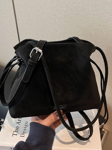 Damen Mattleder PU Beuteltasche Minimalistische Umhängetasche Umhängetasche Mit Kordelzug Für Den Täglichen Weg Lässige Tasche