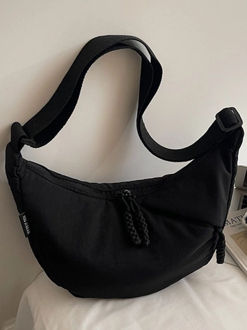 Women Large Capacity Nylon Crossbody Bag Half Moon Dumpling Bag With Adjustable Wide Strap Casual Daily Shoulder Bag Tote