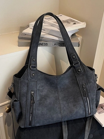 Borsa Tote Grande in Pelle PU Vintage Distressed Per Donna Borsa a Tracolla Retrò Multitasche Borsa a Mano Grande Capacità