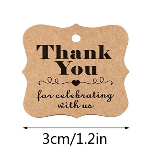 Scalloped Kraft Paper Cardstock Gift Tags With Jute Rope Thank You Lettering Labels For Wedding Party Birthday Celebration Favor Decor