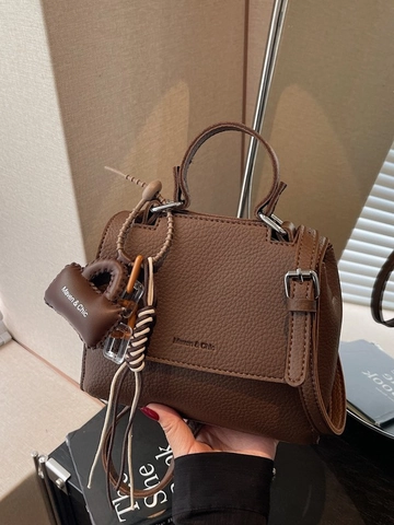 Borsa a Tracolla da Donna in Pelle PU Trama Litchi Vintage Piccola Borsa Quadrata Borsa a Spalla Versatile Con Tracolla Regolabile
