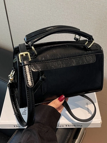 Borsa a Tracolla Piccola Quadrata in Pelle PU Vintage per Donna Borsa a Mano Retrò Tinta Unita Con Tracolla Regolabile Ufficio