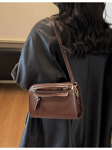 Borsa a Tracolla Piccola Quadrata in Pelle PU Vintage per Donna Borsa a Mano Retrò Tinta Unita Con Tracolla Regolabile Ufficio