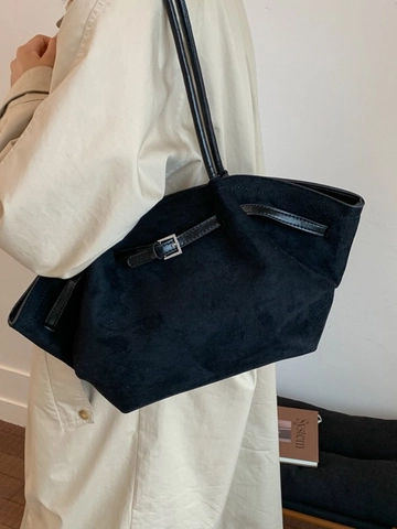 Bolso Tote de Antelina Vintage de Gran Capacidad para Mujer Moda Viajero Bolso de Hombro con Pliegues Bolso de Compras Informal de PU