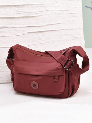 Borsa a Tracolla Donna in Nylon Impermeabile Casual Grande Capacità Borsa a Spalla Dumpling con Tracolla Larga Regolabile con Lettere Borsa da Viaggio