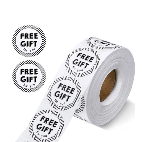 Rouleau d'étiquettes autocollantes rondes pour emballage cadeau Scellage décoratif Free Gift For You Cœur Nœud Autocollants
