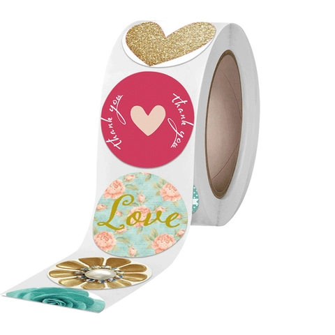 Cuore Amore Grazie Adesivi Decorativi Autoadesivi Motivo Floreale Etichette Tonde Per Confezioni Regalo Matrimonio Festa Sigillo Buste