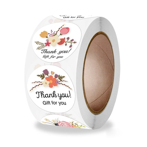 Florale Dankeschön Aufkleber Rolle Runde Blumen Siegel Etiketten Für Kleine Unternehmen Geschenkverpackung Hochzeit Party Umschlag Dekor
