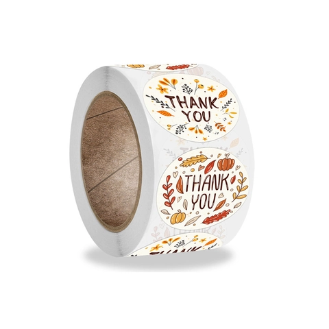 Autocollants Thank You Citrouille Feuille Érable Action Grâce Étiquettes Rondes Auto-adhésives Pour Emballage Cadeau Enveloppe