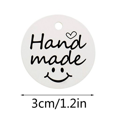 Round Kraft Paper Gift Tags With Jute Rope Handmade Thank You Pattern Label Tags For Wedding Party Craft Universal Decor