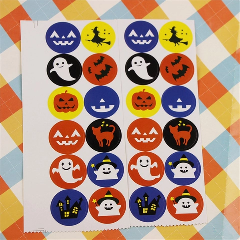 Halloween Aufkleber Kürbis Geist Fledermaus Totenkopf Rund Selbstklebend Etikett Für Backen Keks Süßigkeiten Tüte Geschenkbox Party Deko
