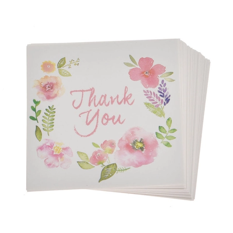 Quadratische Aquarell Blumen Dankeskarten Für Small Business Backen Geschenkverpackung Dekor Elegante Blumenkarte