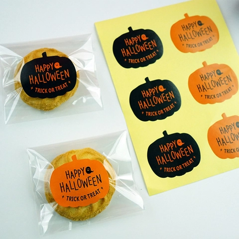 Halloween Kürbis Aufkleber Orange Schwarz Kürbis Form Klebeetiketten Happy Halloween Trick Or Treat Für Backen Geschenk Verpackung