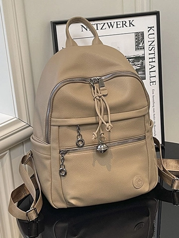 Mode Litschikorn Leder Rucksack Damen Große Kapazität Schule Reise Tasche Mit Mehreren Reißverschlusstaschen Dekorativer Quaste