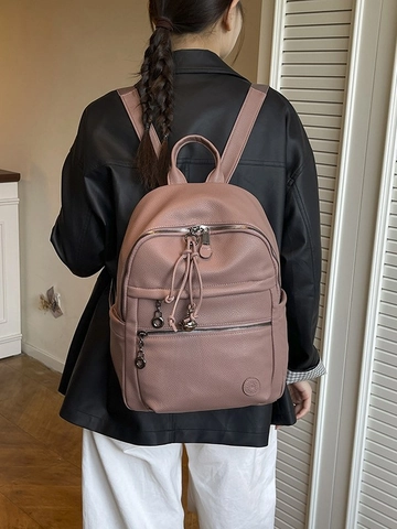 Mode Litschikorn Leder Rucksack Damen Große Kapazität Schule Reise Tasche Mit Mehreren Reißverschlusstaschen Dekorativer Quaste