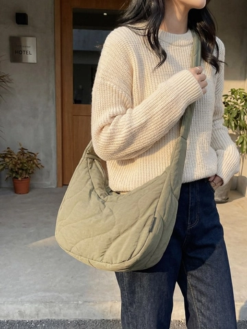 Bolso de Hombro Acolchado Puffer para Mujer Gran Capacidad Bolso Bandolera Puffer Casual Diario Color Sólido Bolso Dumpling Acolchado