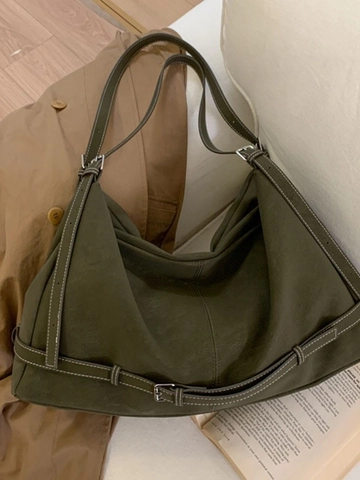 Bolso Tote de Gran Capacidad para Mujer Cuero PU Suave Costuras de Contraste Bolso Hobo Correa Ajustable Bolso Bandolera