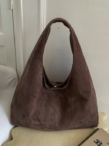 Borsa a Spalla da Donna Minimalista Rétro Effetto Scamosciato in PU Grande Capacità Moda Hobo Tote Bag per Pendolarismo Quotidiano Ufficio