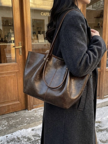 Borsa Tote da Donna Retrò Grande Capacità in Pelle PU Borsa a Spalla Vintage Pendolare a Forma di Ala per Ufficio Quotidiano