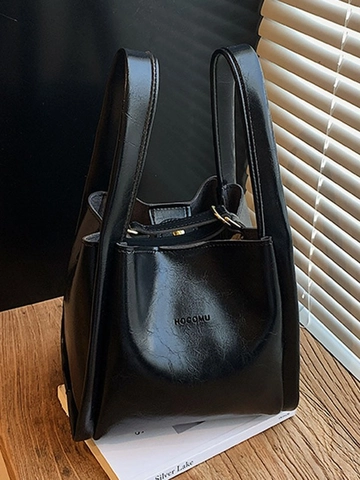 Vintage PU Leder Eimertasche Für Damen Große Kapazität Minimalistische Pendler Umhängetasche Mit Kleiner Tasche Handtasche