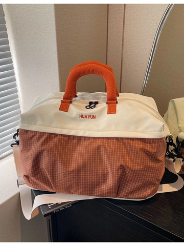 Borsa da Viaggio da Donna Grande Capacità in Nylon Leggero con Motivo a Griglia Borsa a Tracolla Tote Casual per Fitness