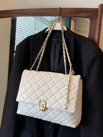 Dames Gewatteerde Schoudertas Modieuze PU-Leren Crossbody Kettingtas Met Elegante Metalen Gesp Voor Dagelijkse Feest Veelzijdige Handtas