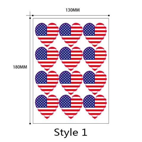 USA Flagge Patriotische Aufkleber Set Amerikanischer Unabhängigkeitstag Wahl Thema Herz Kreis Lippen Formen Dekorative Etiketten Aufkleber
