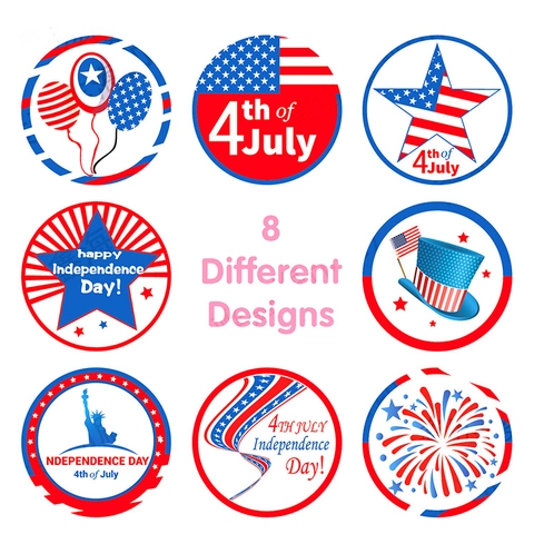 Patriotic Independence Day Stickers Round American Flag Stars Stripes Labels For July Fourth Holiday Party Decor Gift Wrapping