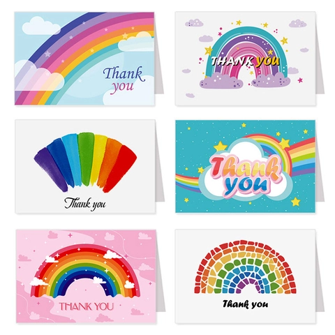 Rainbow Thank You Cards With White Envelopes Folded Cardstock Stationery For Appreciation Business Wedding Birthday Party