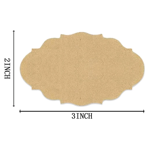 Blank Kraft Paper Labels Scalloped Edge Self Adhesive Stickers For Kitchen Food Jars Gifts Bottle Organization DIY Marking Tags